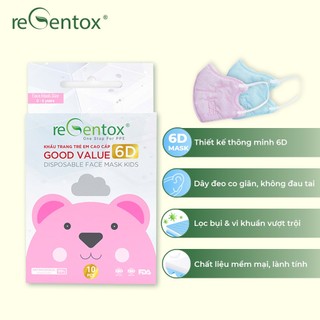 Khẩu Trang 6D Trẻ Em Táo Gấu Goodvalue Regentox-KT001 Kháng Khuẩn Cho Bé 0-6 Tuổi Mềm Mịn Ôm Mặt Hộp 10 Cái