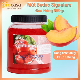 900gr - Mứt Đào Hồng Boduo Signature – Honey Peach Jam –  Pha Trà, Soda, Topping Bánh Kem - Nguyên liệu pha chế
