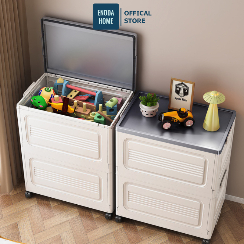 Thùng Đựng Đồ Gia Đình ENODA HOME Dung Tích Lớn, Hộp Nhựa Đựng Đồ Gấp Gọn, Lưu Trữ Đa Năng Có Bánh Xe Di Chuyển Q430