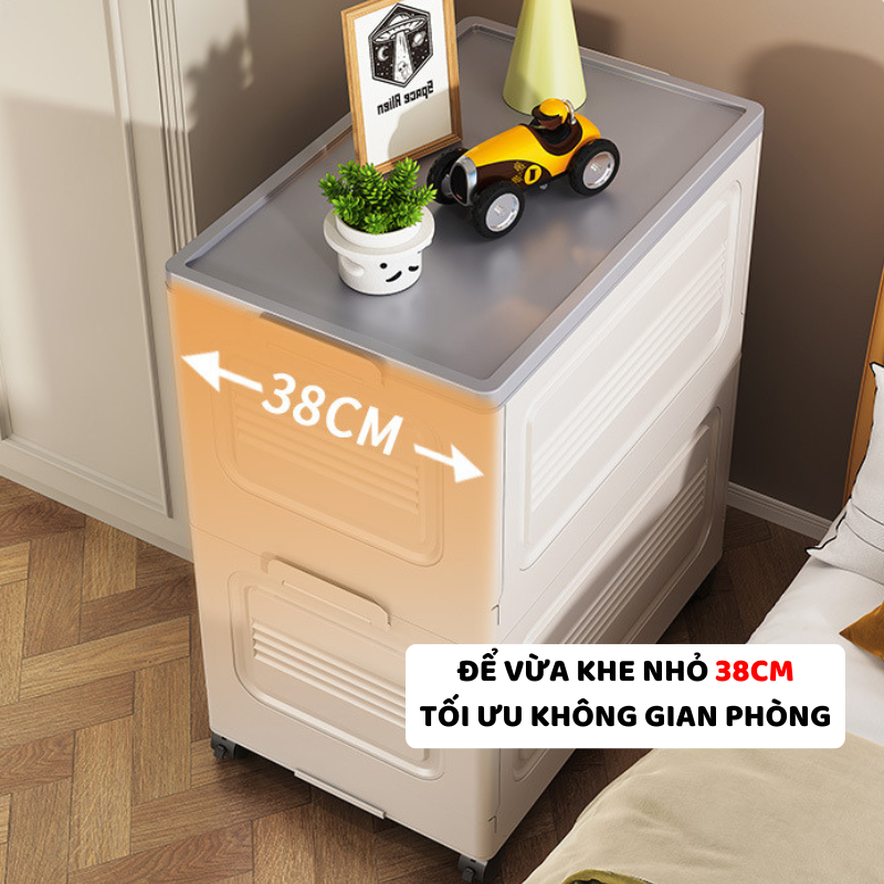 Thùng Nhựa Đựng Đồ ENODA HOME Kích Thước Lớn 150L, Hộp Gấp Gọn Nắp Gập Có Bánh Xe Di Chuyển Tiện Lợi Q430
