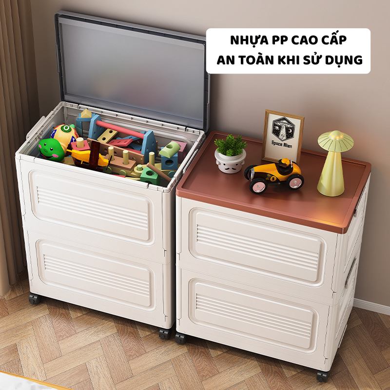 Thùng Đựng Đồ Gia Đình ENODA HOME Dung Tích Lớn, Hộp Nhựa Đựng Đồ Gấp Gọn, Lưu Trữ Đa Năng Có Bánh Xe Di Chuyển Q430