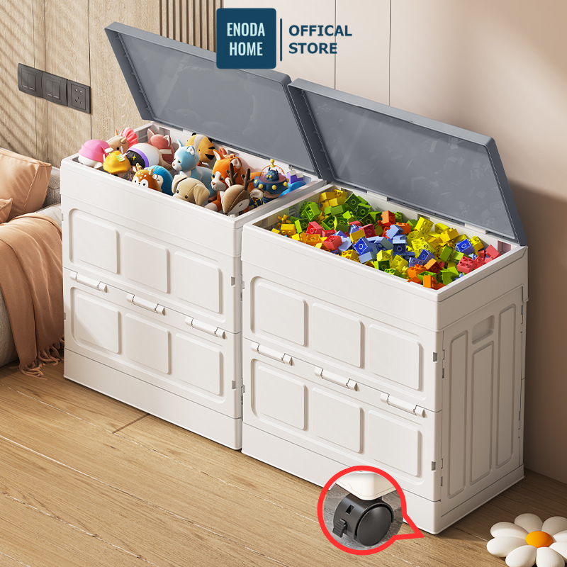 Thùng Nhựa Đựng Đồ ENODA HOME, Hộp Đựng Đa Năng Gấp Gọn Dung Tích Lớn,Có Bánh Xe Di Chuyển Q044