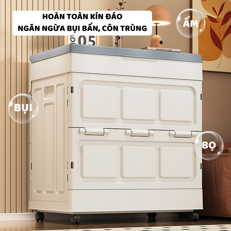 Thùng Đựng Đồ Chơi ENODA HOME Gấp Gọn Tháo Lắp Dễ Dàng, Hộp Có Nắp Lật Chống Bụi Dung Tích Lớn, Có Bánh Xe Q044