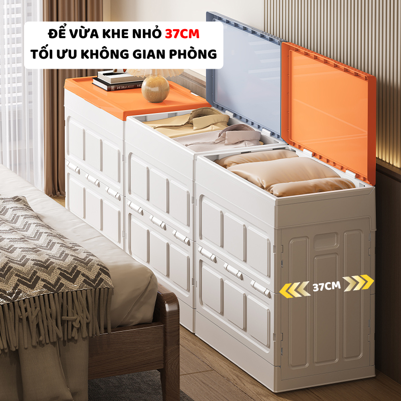 Thùng Đựng Đồ Chơi ENODA HOME Gấp Gọn Tháo Lắp Dễ Dàng, Hộp Có Nắp Lật Chống Bụi Dung Tích Lớn, Có Bánh Xe Q044