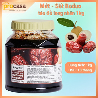 1kg - Mứt Táo Đỏ Long Nhãn Boduo – Dùng Pha Trà Dưỡng Nhan, Topping Kem & Bánh – Vị Ngọt Thanh, Có Miếng Trái Cây