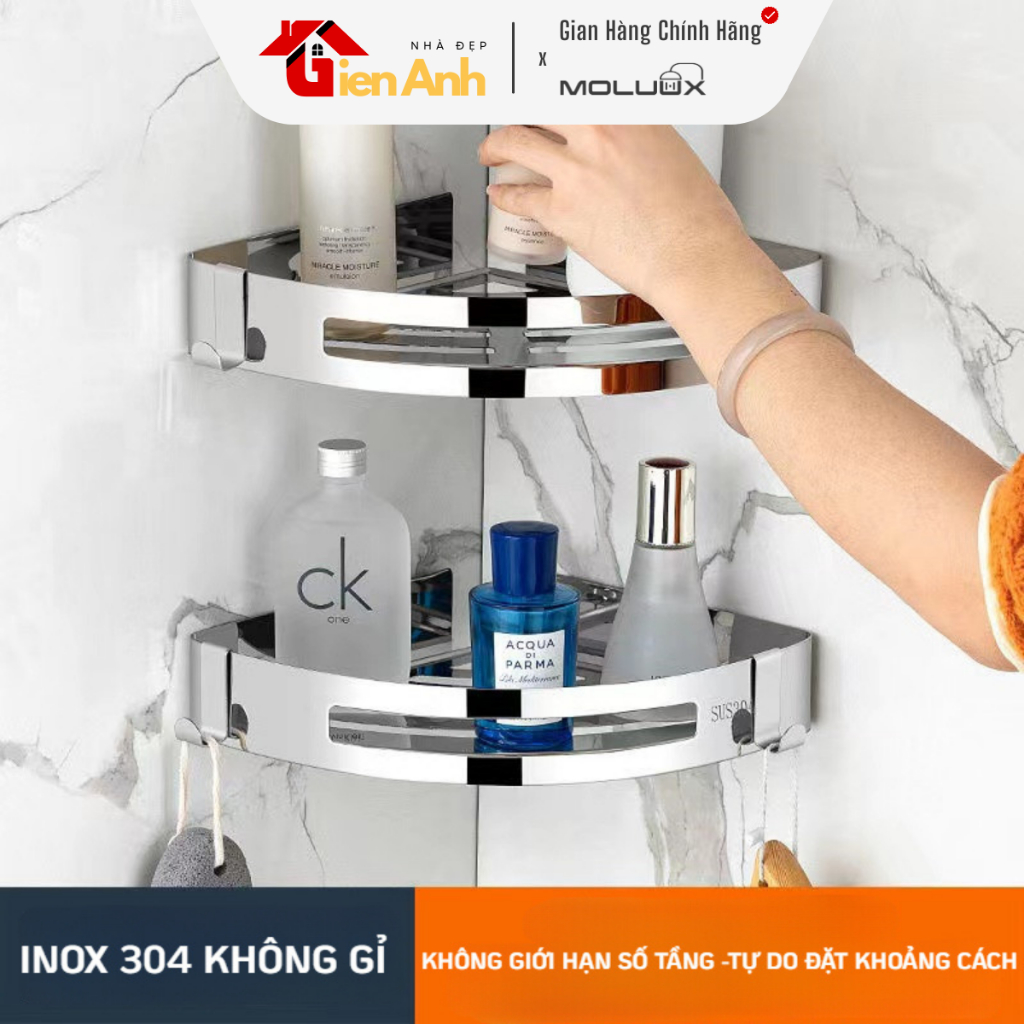 Kệ Góc 2 Tầng INOX 304 MoLuux / Loại Dày 1.5mm, Nặng 1.2kg, Kệ Để Đa ...