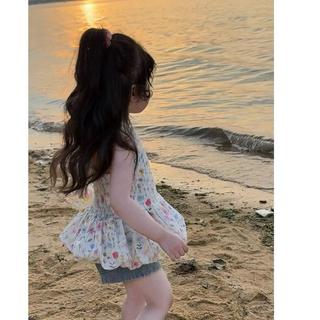 S366- Set áo yếm hoa phối quần jean cho bé gái size từ 8-32Kg