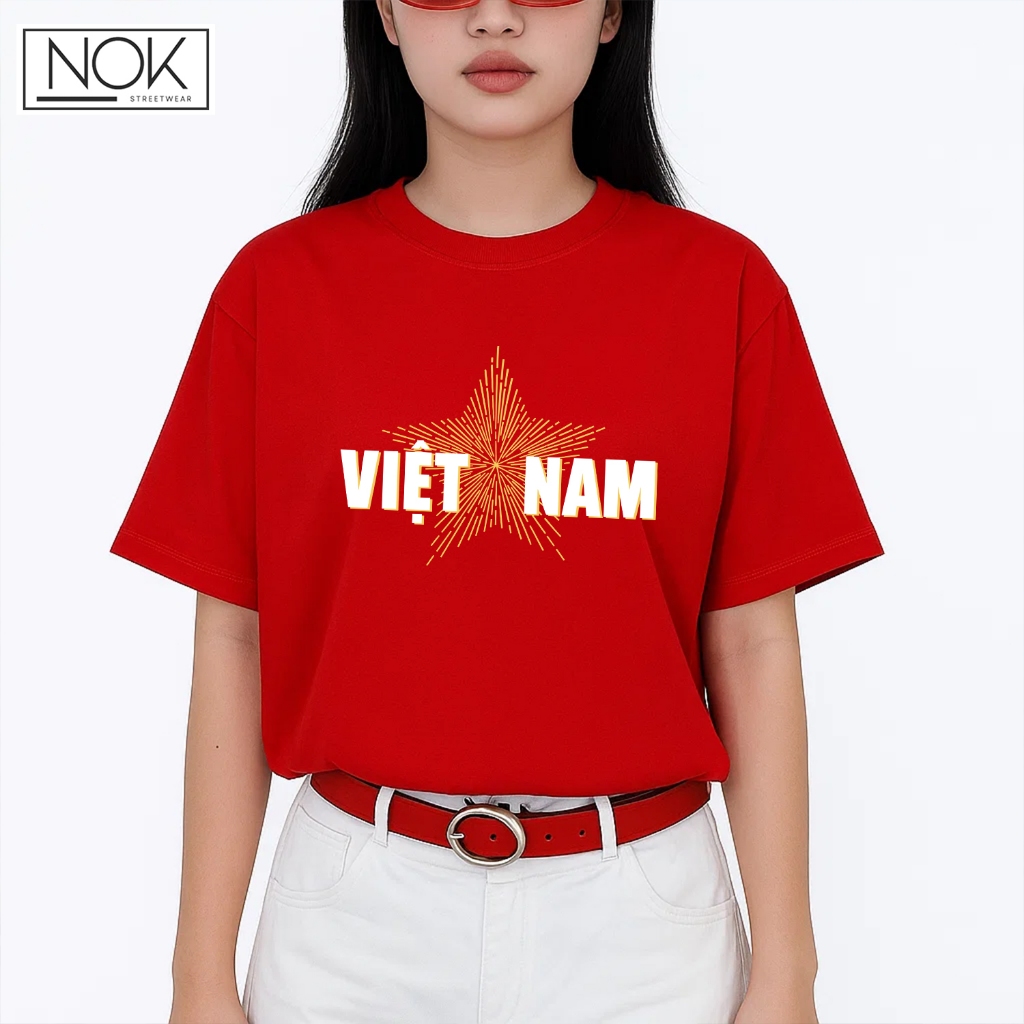 Áo thun VIỆT NAM sao vàng tỏa sáng thiết kế tối giản nổi bật form rộng unisex local brand NOK - N060