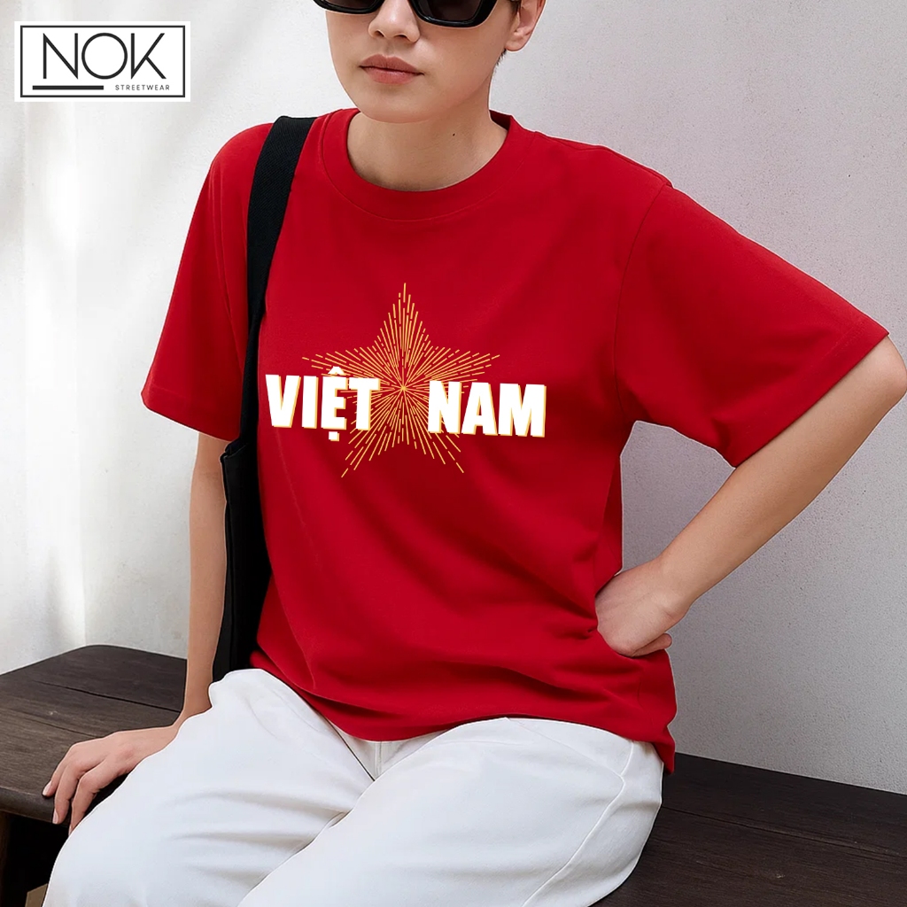 Áo thun VIỆT NAM sao vàng tỏa sáng thiết kế tối giản nổi bật form rộng unisex local brand NOK - N060