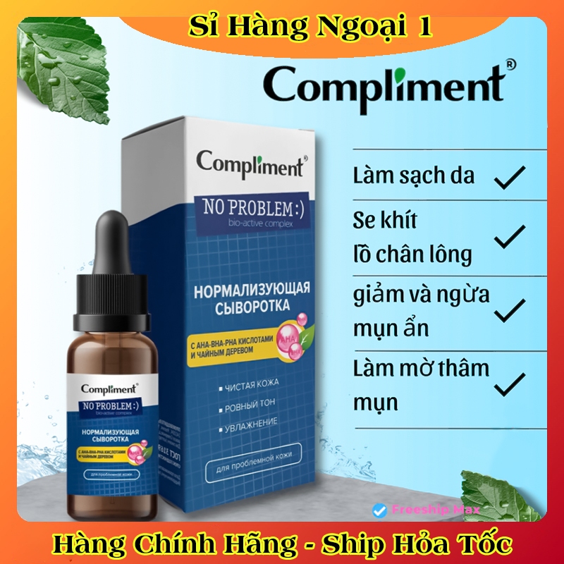 Serum Compliment No problem AHA-BHA-PHA Giảm Mụn, Mờ Thâm, Se Lỗ Chân Lông Cho Da Dầu Mụn 27ml của Nga