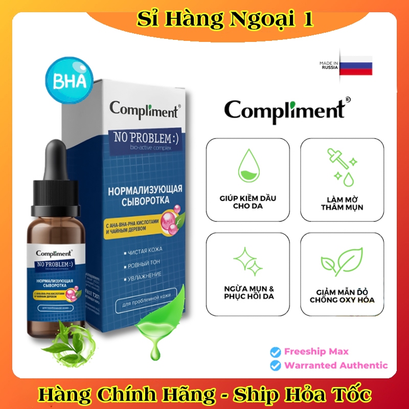 Serum Compliment No problem AHA-BHA-PHA Giảm Mụn, Mờ Thâm, Se Lỗ Chân Lông Cho Da Dầu Mụn 27ml của Nga