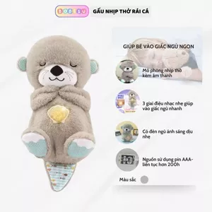 Gấu Bông Ru Ngủ Nhịp Thở Hình Rái Cá Có Đèn, Nhạc Ru Ngủ,Động Tác Hít Thở Tạo Cảm Giác Cho Bé Ngủ Nhanh Và Ngủ Ngon