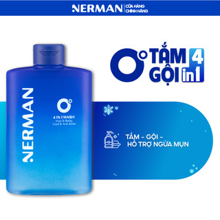Combo Fresh Man Nerman -Sữa tắm gội lạnh 4IN1 330ml & Dung dịch vệ sinh cho nam 100ml & Xịt khử mùi toàn thân 100ml