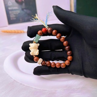 Vòng Tay Gỗ Vân Nâu Tự Nhiên Mix Đá Hoa Văn – Charm Vuông Cổ Điển, Thiết Kế Dây Rút Handmade