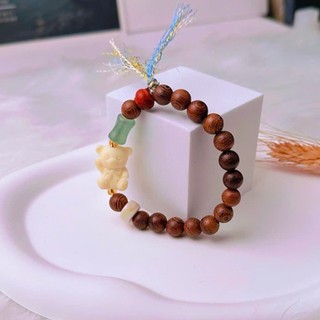 Vòng Tay Gỗ Vân Nâu Tự Nhiên Mix Đá Hoa Văn – Charm Vuông Cổ Điển, Thiết Kế Dây Rút Handmade