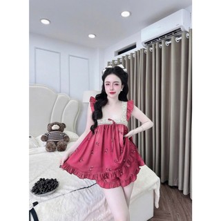 đồ ngủ nữ tay cánh tiên viền bèo, dưới 62kg dành cho nữ (DB10)