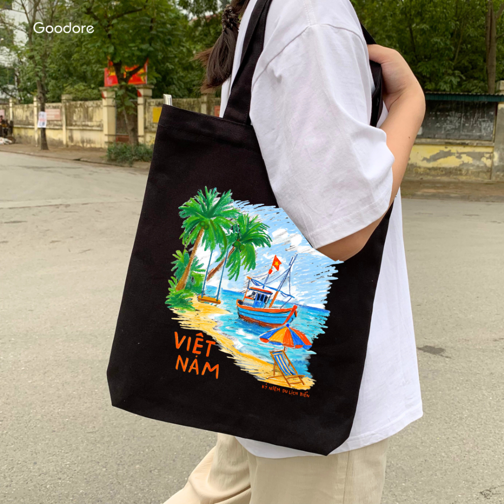 Túi tote vải canvas Goodore thiết kế BST Đi Đâu phong cách năng động cá tính