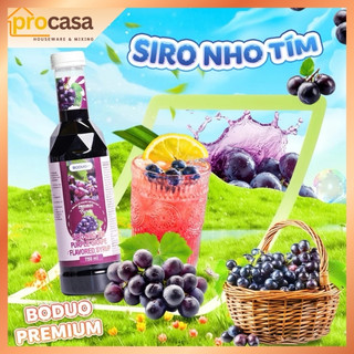 750ml - Siro Nho Tím Boduo Premium – Pha Trà, Soda, Đá Xay – Màu Tím Đẹp, Vị Nho Đậm - Nguyên liệu pha chế