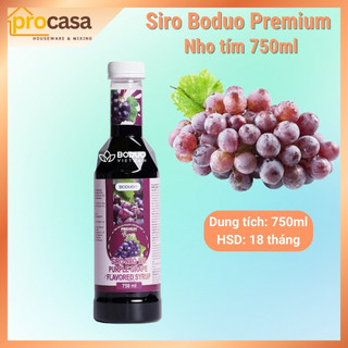 750ml - Siro Nho Tím Boduo Premium – Pha Trà, Soda, Đá Xay – Màu Tím Đẹp, Vị Nho Đậm - Nguyên liệu pha chế