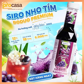 750ml - Siro Nho Tím Boduo Premium – Pha Trà, Soda, Đá Xay – Màu Tím Đẹp, Vị Nho Đậm - Nguyên liệu pha chế