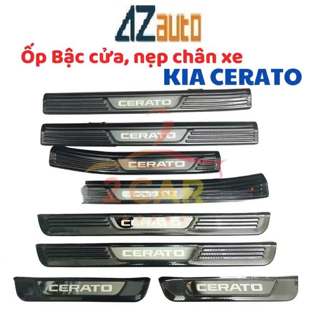 Ốp bậc cửa, nẹp bước chân xe KIA CERATO 2019-2021 vân CARBON hàng cao cấp
