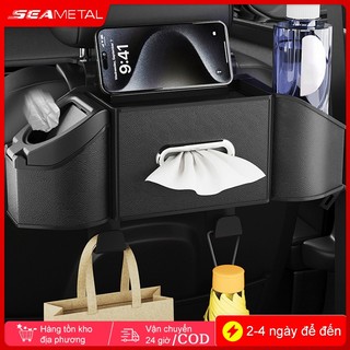 7 Trong 1 Hộp Đựng Đồ Treo Ghế Ô Tô SEAMETAL Da PU Đa Năng Chộp đựng khăn giấy ô tô