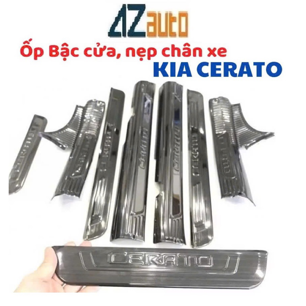 Ốp bậc cửa, nẹp bước chân xe KIA CERATO 2019-2021 vân Titan hàng cao cấp