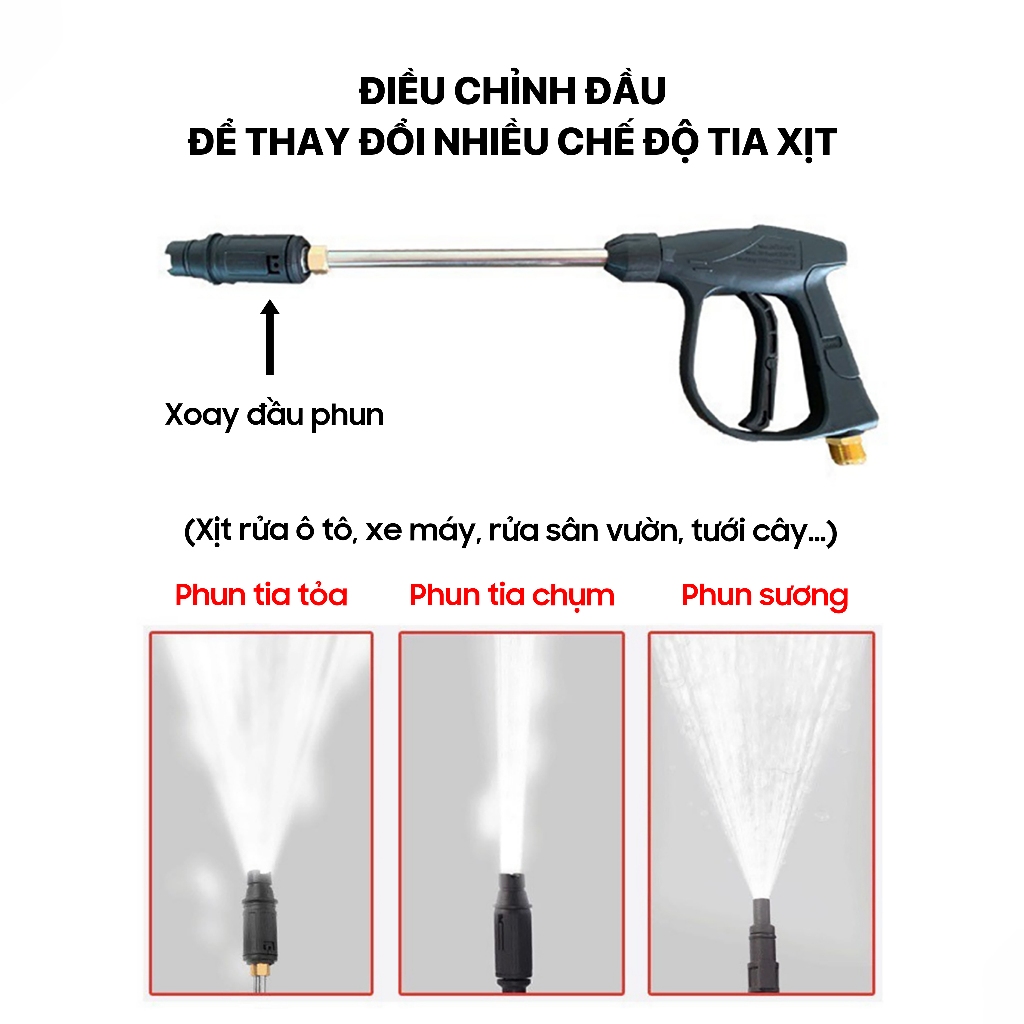 Máy xịt Rửa Xe XPOWER RX-3C Pro Áp Lực Cao, Máy xịt rửa gia đình, tặng bình bọt tuyết