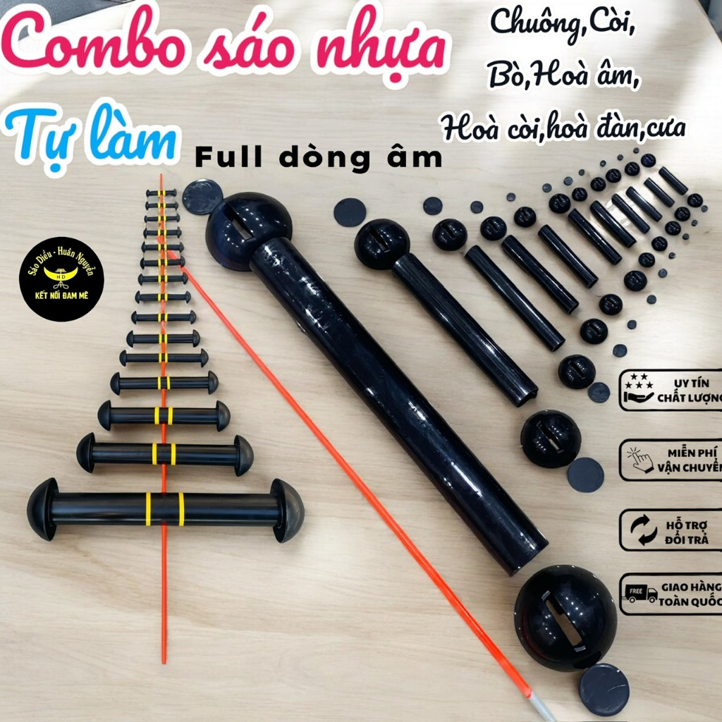 combo sáo nhựa về tự làm d17 đến d60 âm còi chuông bò hoà âm khoan sẵn