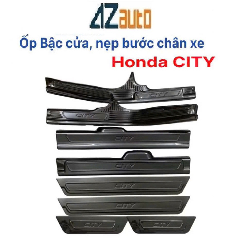 Ốp bậc cửa, nẹp bước chân xe Honda City 2016-2024 vân Titan hàng cao cấp