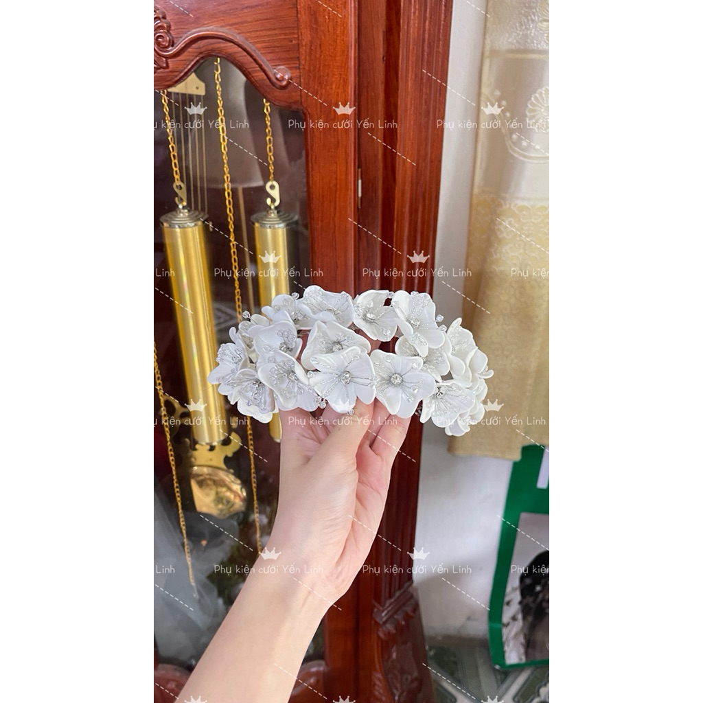 🔥🔥🔥Bờm cài tóc cô dâu hoa đất sét xinh|PHUKIENCUOIYENLINH
