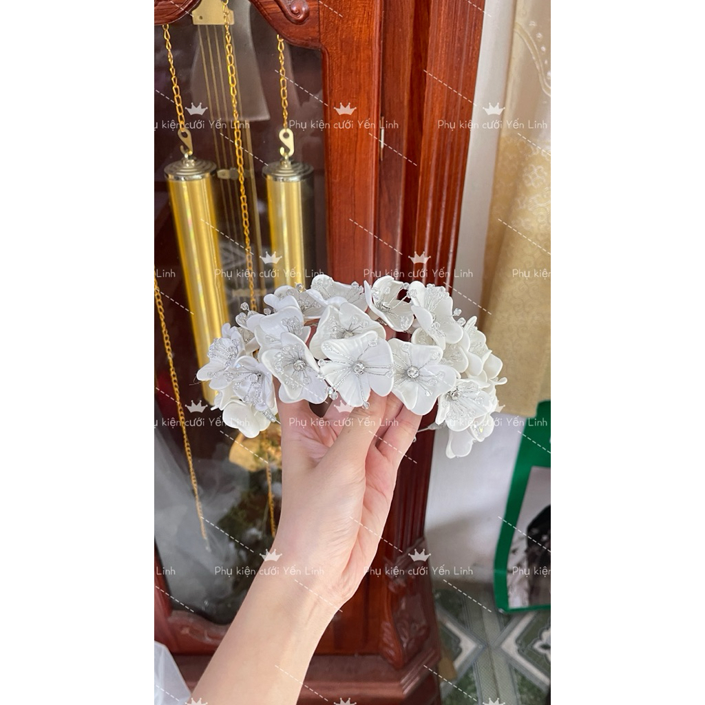 🔥🔥🔥Bờm cài tóc cô dâu hoa đất sét xinh|PHUKIENCUOIYENLINH