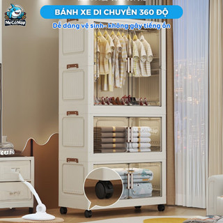 Tủ Nhựa Gấp Gọn Có Ngăn Treo Cho Bé, Tủ Nhựa Trong Suốt Rộng 70cm, Chất Liệu Nhựa PP Không Mùi, An Toàn Cho Bé - HC15
