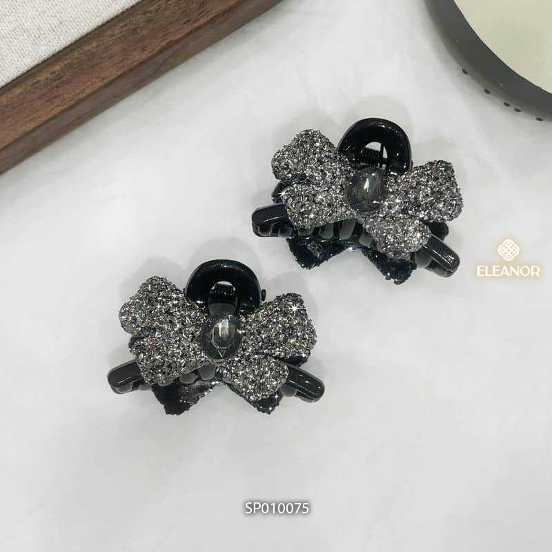 Set kẹp tóc nữ càng cua Eleanor Accessories hình nơ đính đá phụ kiện tóc kẹp tóc mini 10075