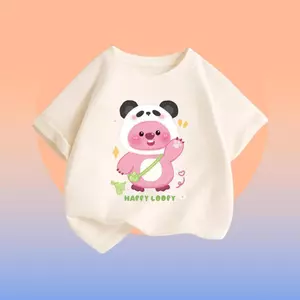 Áo thun cộc tay cho bé – Hình Chuột Hồng đội mũ Gấu Trúc dễ thương, cotton thoáng mát (M 205)