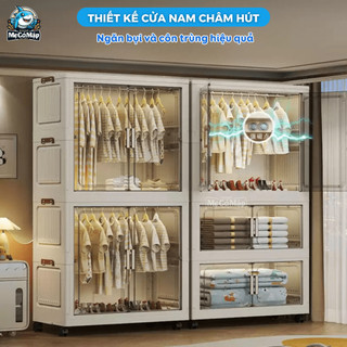 Tủ Nhựa Gấp Gọn Có Ngăn Treo Cho Bé, Tủ Nhựa Trong Suốt Rộng 70cm, Chất Liệu Nhựa PP Không Mùi, An Toàn Cho Bé - HC15