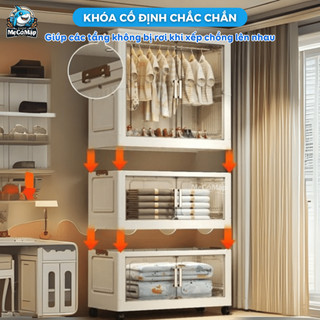 Tủ Nhựa Gấp Gọn Có Ngăn Treo Cho Bé, Tủ Nhựa Trong Suốt Rộng 70cm, Chất Liệu Nhựa PP Không Mùi, An Toàn Cho Bé - HC15