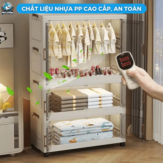 Tủ Nhựa Gấp Gọn Có Ngăn Treo Cho Bé, Tủ Nhựa Trong Suốt Rộng 70cm, Chất Liệu Nhựa PP Không Mùi, An Toàn Cho Bé - HC15