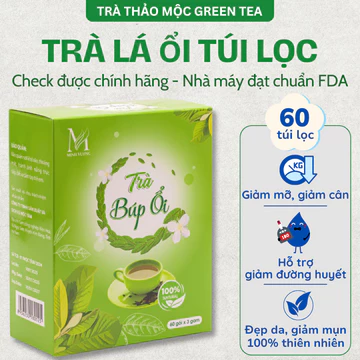 Trà Lá Ổi Green Tea Hộp 60 Túi Lọc Hỗ Trợ Giảm Cân, Trà Búp Ổi Giảm Đường Huyết, Cải Thiện Tiêu Hóa