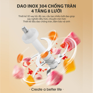 (DAO 8 CÁNH) Máy xay ăn dặm 0.6L Samono SW-MFC600 cho bé, 200W, cối thủy tinh, xay thịt nhuyễn mịn, hành tỏi ớt