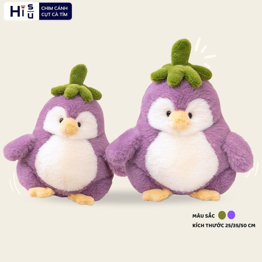 Gấu bông chim cánh cụt cà tím dễ thương, thú nhồi bông chim cánh cục cosplay cà tím chất liệu lông thỏ