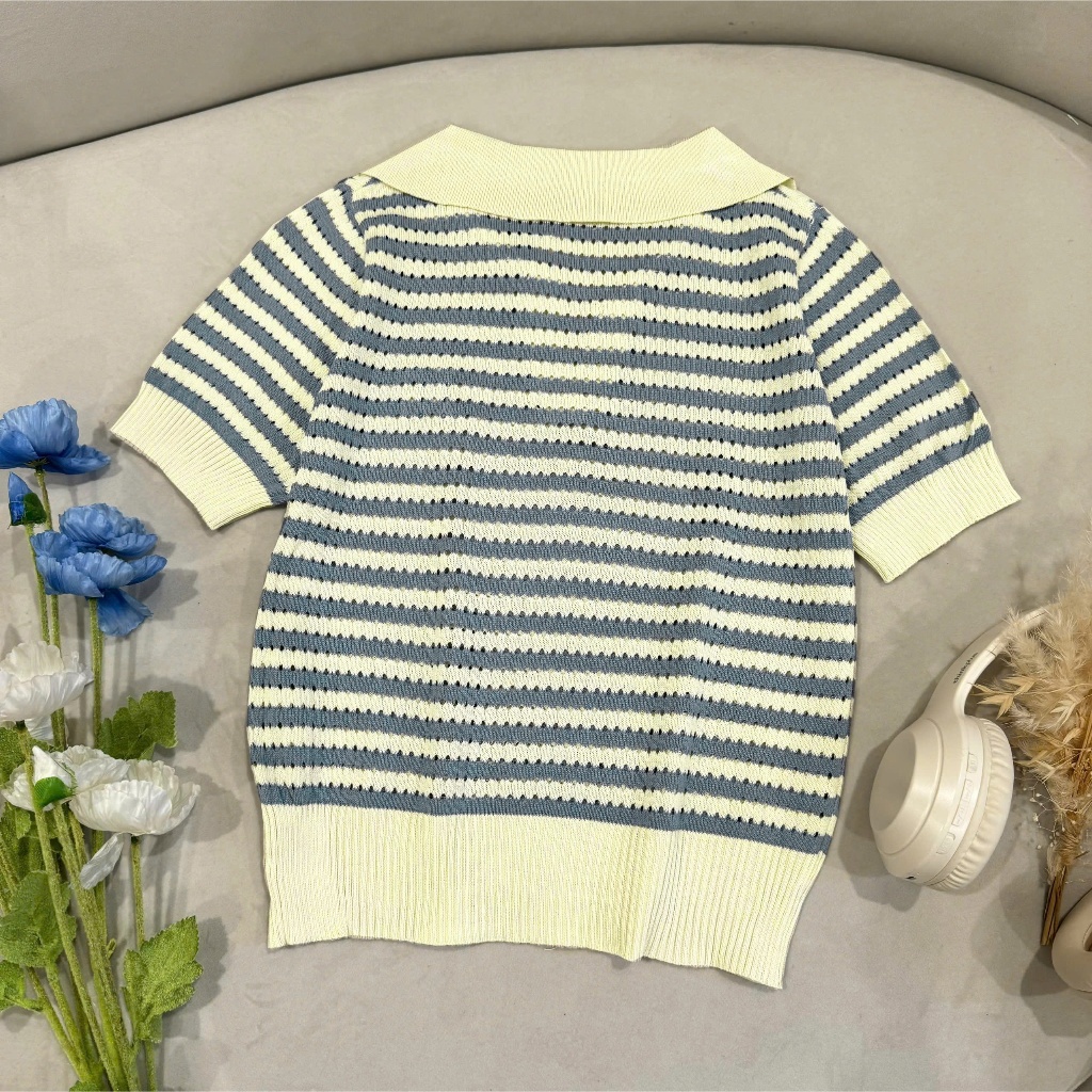 Áo Len Mirage Sọc Xanh Local Brand Chất Len Mongtoghi Mềm Mịn Thoáng Mát.
