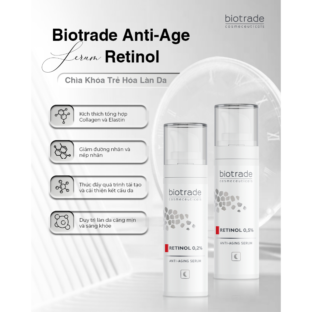 Serum hỗ trợ trẻ hóa mờ thâm sáng da Biotrade Retinol 0,5% Anti-Aging 30ml - Skin Studio