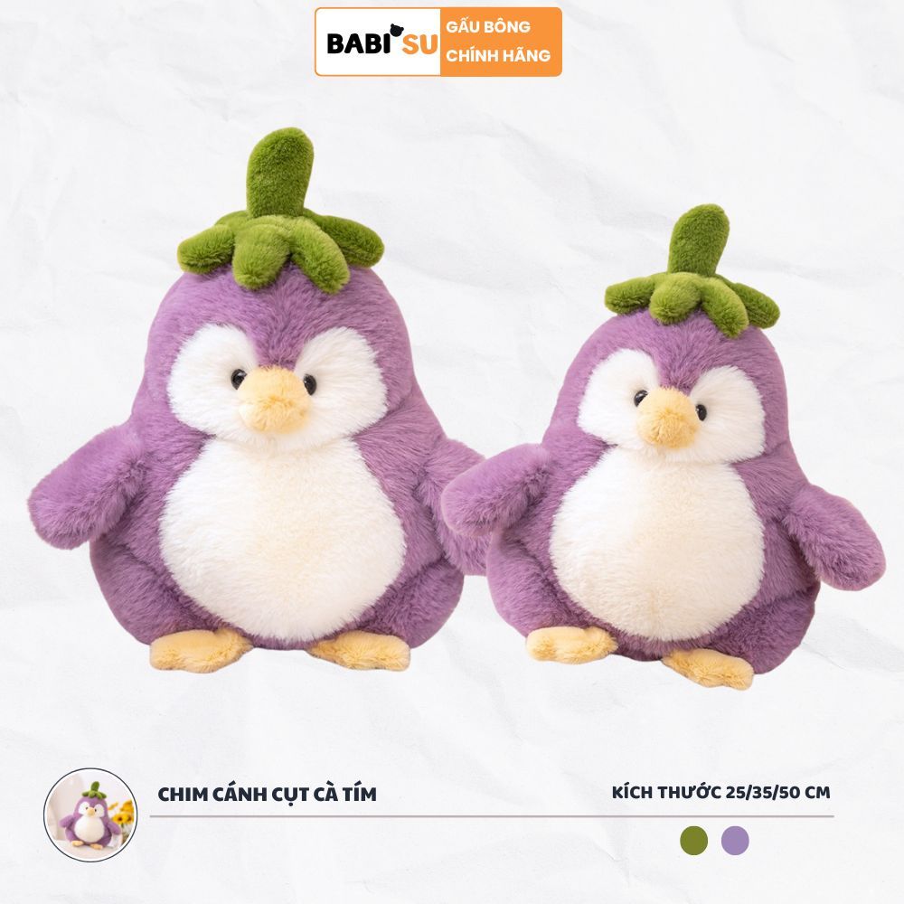Gấu bông chim cánh cụt cà tím dễ thương, Thú nhồi bông chim cánh cục cosplay cà tím món quà tặng đáng yêu cho bé