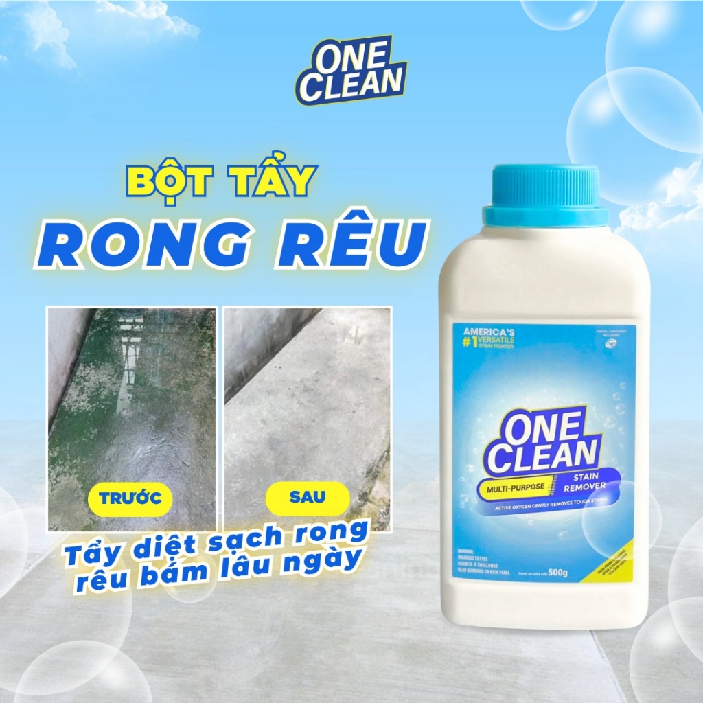Bột tẩy rong rêu sân gạch, nền xi măng One Clean - Không mùi hôi, không ...