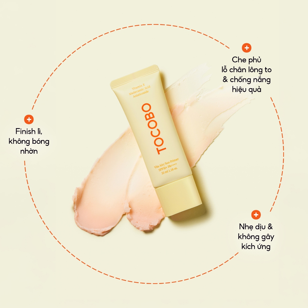 Kem Chống Nắng Kiêm Kem Lót Tocobo Vita Airy Sun Primer SPF50+ PA++++ 35ml