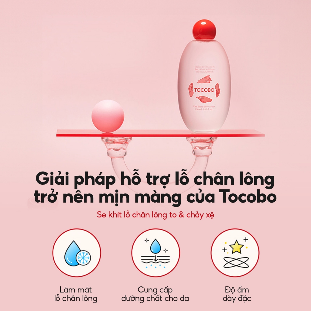 Nước cân bằng thu nhỏ lỗ chân lông Tocobo Vita Berry Pore Toner 150ml