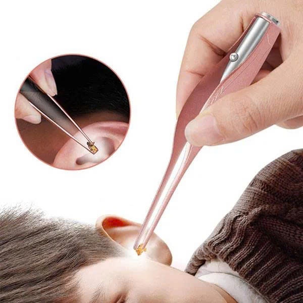 Bộ dụng cụ lấy ráy tai 9 món có đèn led siêu sáng cho bé thân nhôm chống gĩ, đầu ngoái tai silicon cực êm, tiện lợi