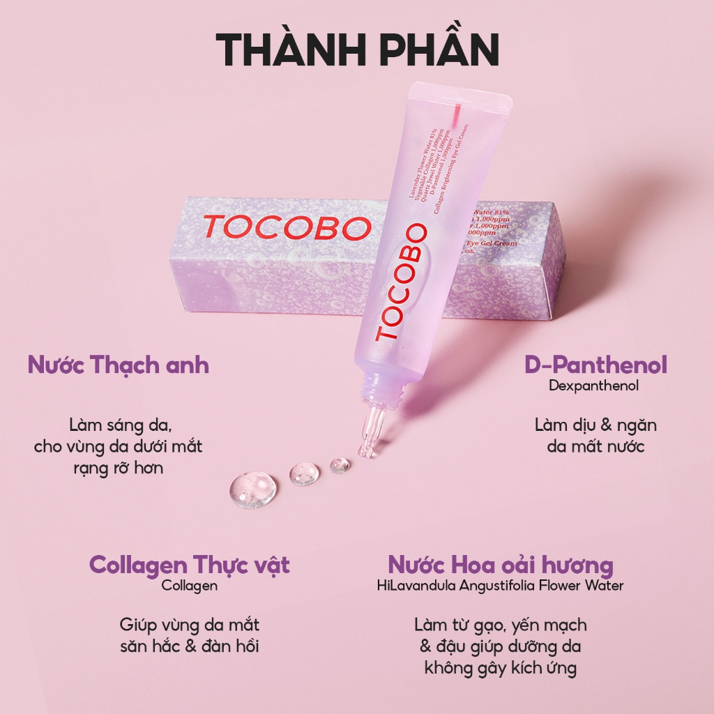 Kem dưỡng mắt dạng gel làm sáng da Tocobo Collagen Brightening Eye Gel Cream 30ml