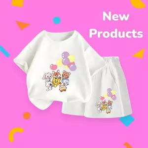 Bộ đồ cộc tay cho bé – Hình động vật thả bóng bay đáng yêu, chất thun cotton thoáng khí (M 206)
